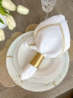 Inspire Me! Home Decor Glass Oval Tray With Hammered Gold Edge New