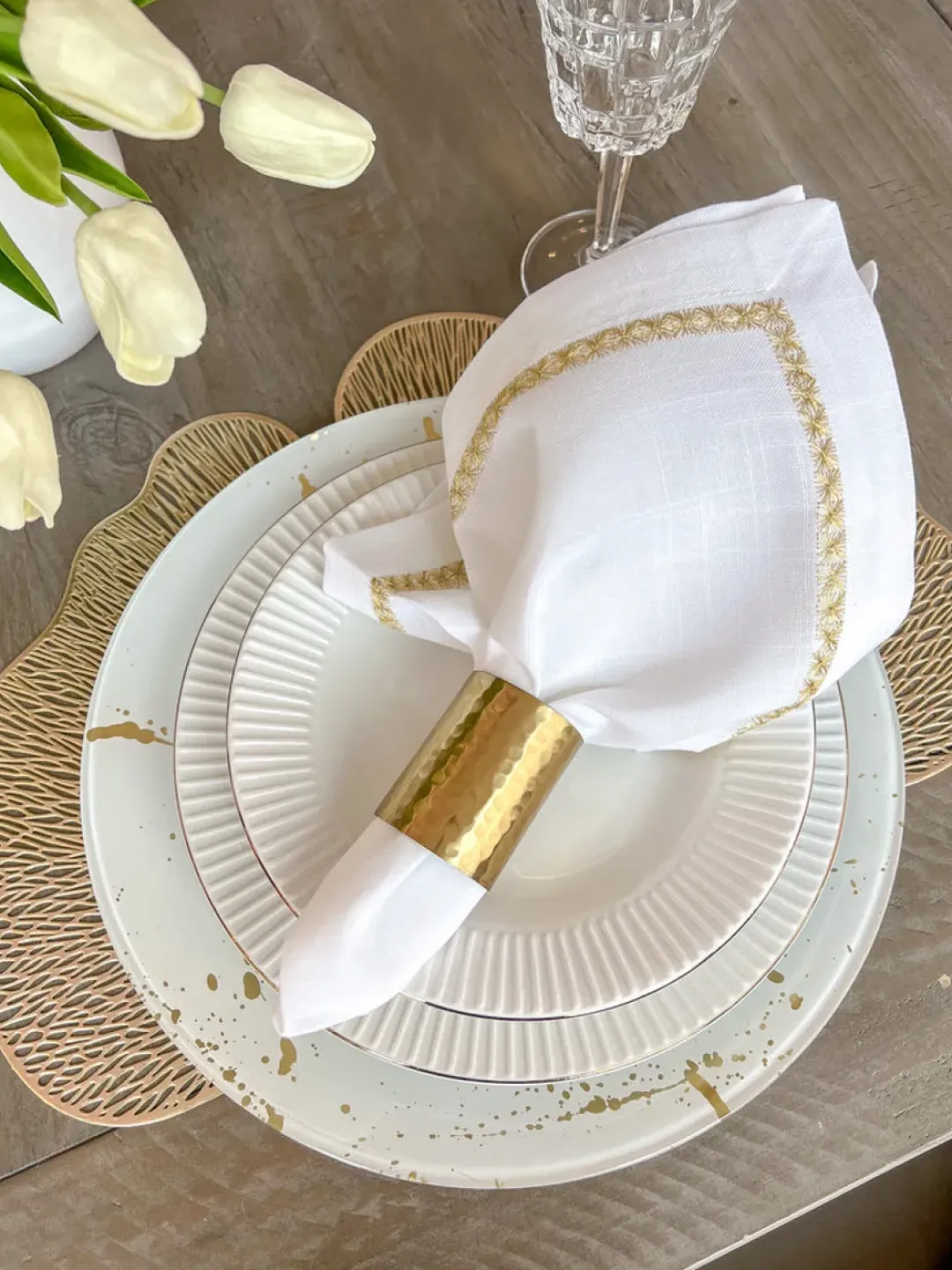 Inspire Me! Home Decor Glass Oval Tray With Hammered Gold Edge New