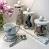 Inspire Me! Home Decor Glass Pomegranate Canisters W/ Marble Lid (3 Sizes) Best