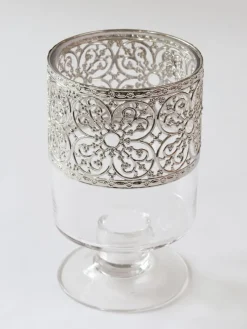 Inspire Me! Home Decor Glass Rectangle Tray With Silver Handles And Ruffled Edge Sale