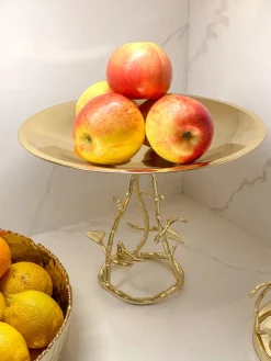 Inspire Me! Home Decor Glass Salt & Pepper Shakers W/ Gold Metal Branch Holder New