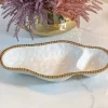 Inspire Me! Home Decor Glass Textured Dessert Bowl With Gold Trim New