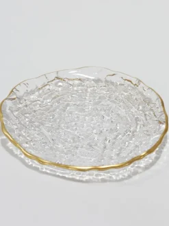 Inspire Me! Home Decor Glass Textured Dinner Plate With Gold Trim Online