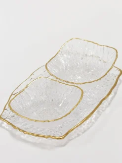 Inspire Me! Home Decor Glass Textured Salad Plate With Gold Trim Discount