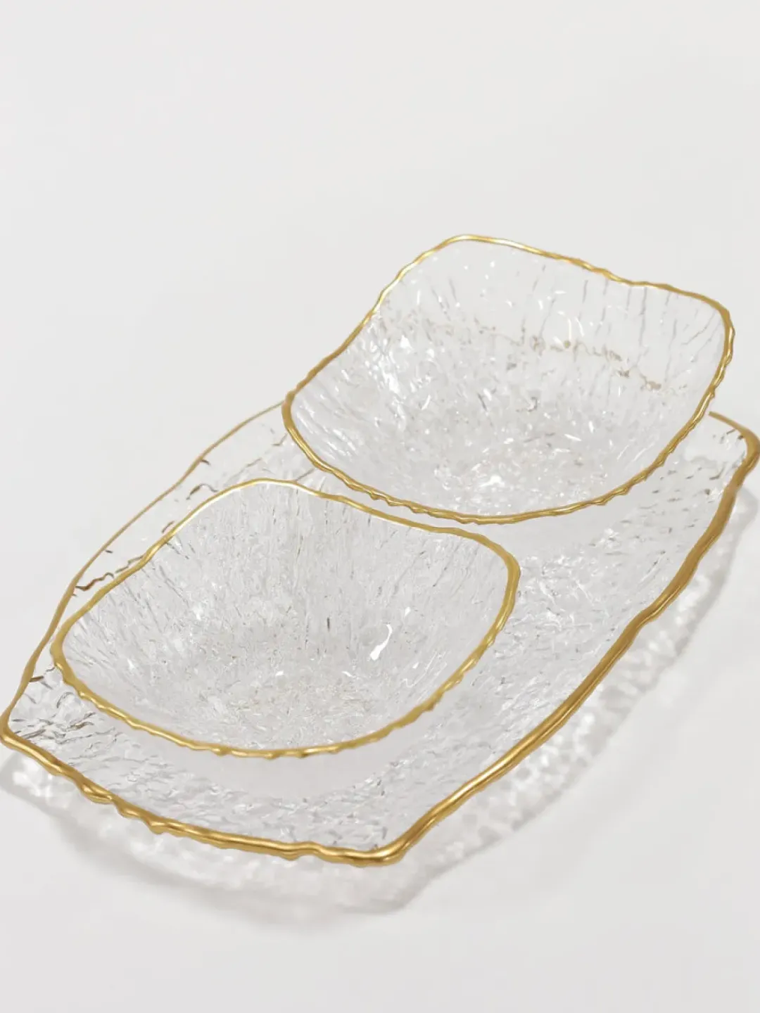 Inspire Me! Home Decor Glass Textured Salad Plate With Gold Trim Discount