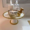 Inspire Me! Home Decor Glass Textured Serving Set With Gold Trim New