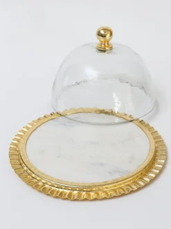 Inspire Me! Home Decor Glass Tray With Metal Leaf Design Hot