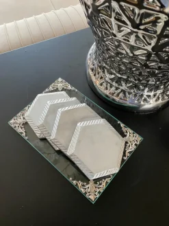 Inspire Me! Home Decor Glass Tray W/ Silver Corner Details And Swarovski Crystals Sale