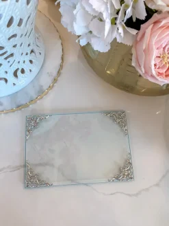 Inspire Me! Home Decor Glass Tray W/ Silver Corner Details And Swarovski Crystals Sale