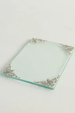 Inspire Me! Home Decor Glass Tray W/ Silver Corner Details And Swarovski Crystals Sale