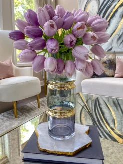 Inspire Me! Home Decor Glass Vase With Gold Rim And Base (2 Sizes) Sale