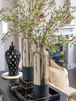 Inspire Me! Home Decor Glass Vase With Metallic Gold Details Best