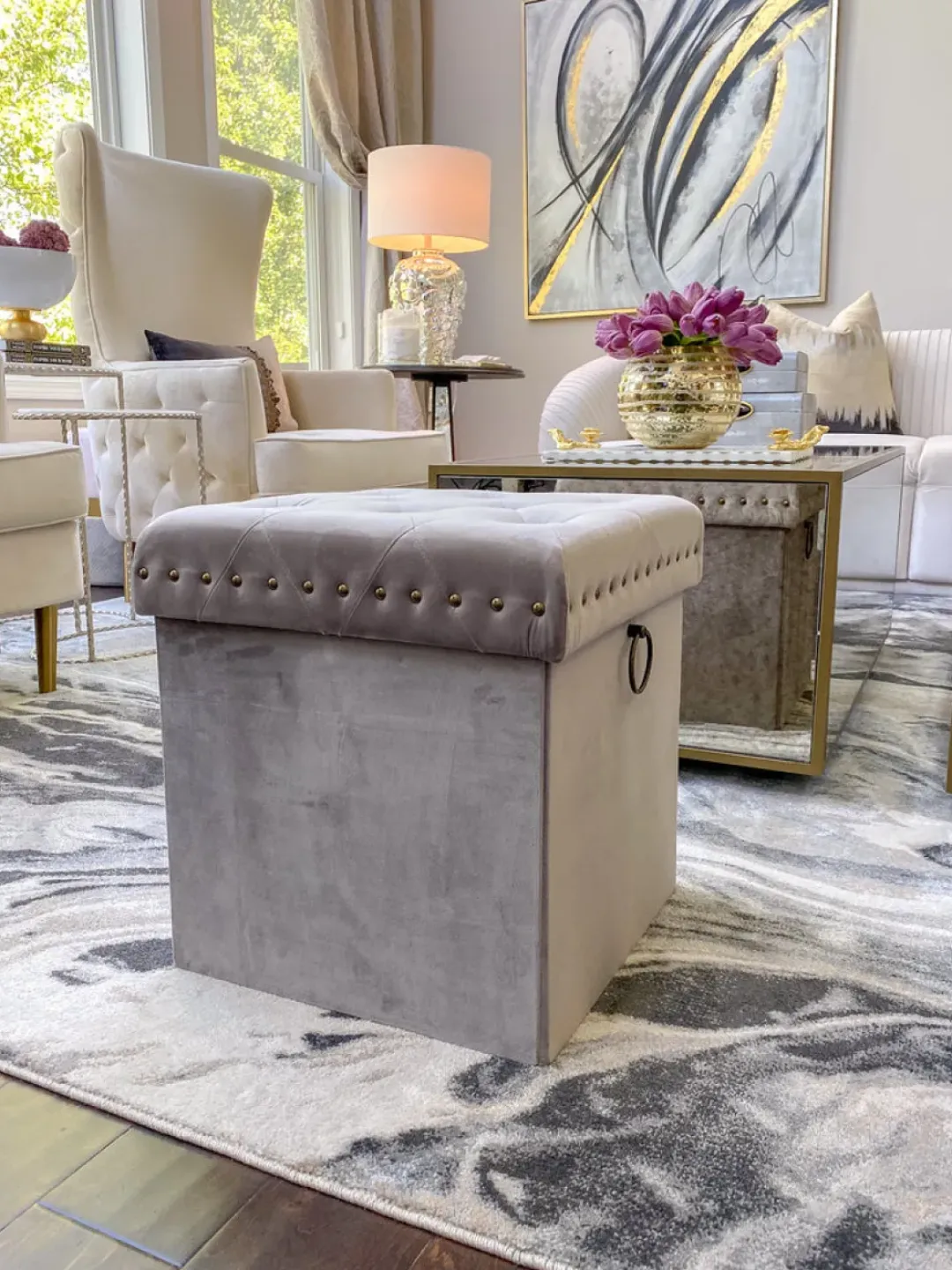 Inspire Me! Home Decor Gold Anastasia Storage Ottoman (4 Colors) Sale
