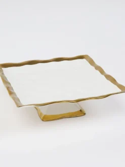 Inspire Me! Home Decor Gold And White Cake Stand With White Jeweled Flower Details Fashion