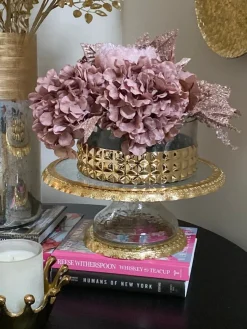 Inspire Me! Home Decor Gold And White Beaded Cake Stand Fashion