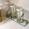 Inspire Me! Home Decor Gold And White Ceramic Square Cake Stand Fashion