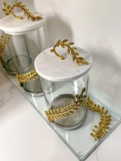 Inspire Me! Home Decor Gold And White Ceramic Square Cake Stand Fashion