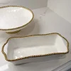 Inspire Me! Home Decor Gold And White Beaded Gravy Boat New