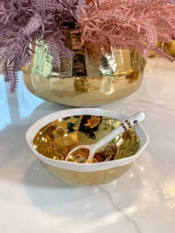 Inspire Me! Home Decor Gold And White Beaded Loaf Baking Dish Outlet