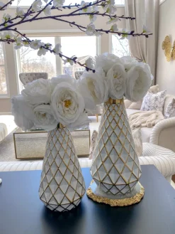 Inspire Me! Home Decor Gold And White Decorative Bottles (2 Sizes) Jars Sale
