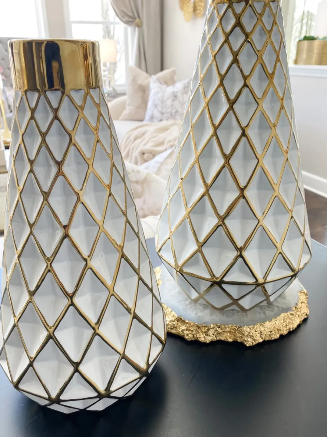 Inspire Me! Home Decor Gold And White Decorative Bottles (2 Sizes) Jars Sale