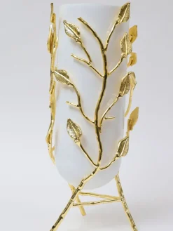 Inspire Me! Home Decor Gold And White Twisted Vase (2 Sizes) Hot