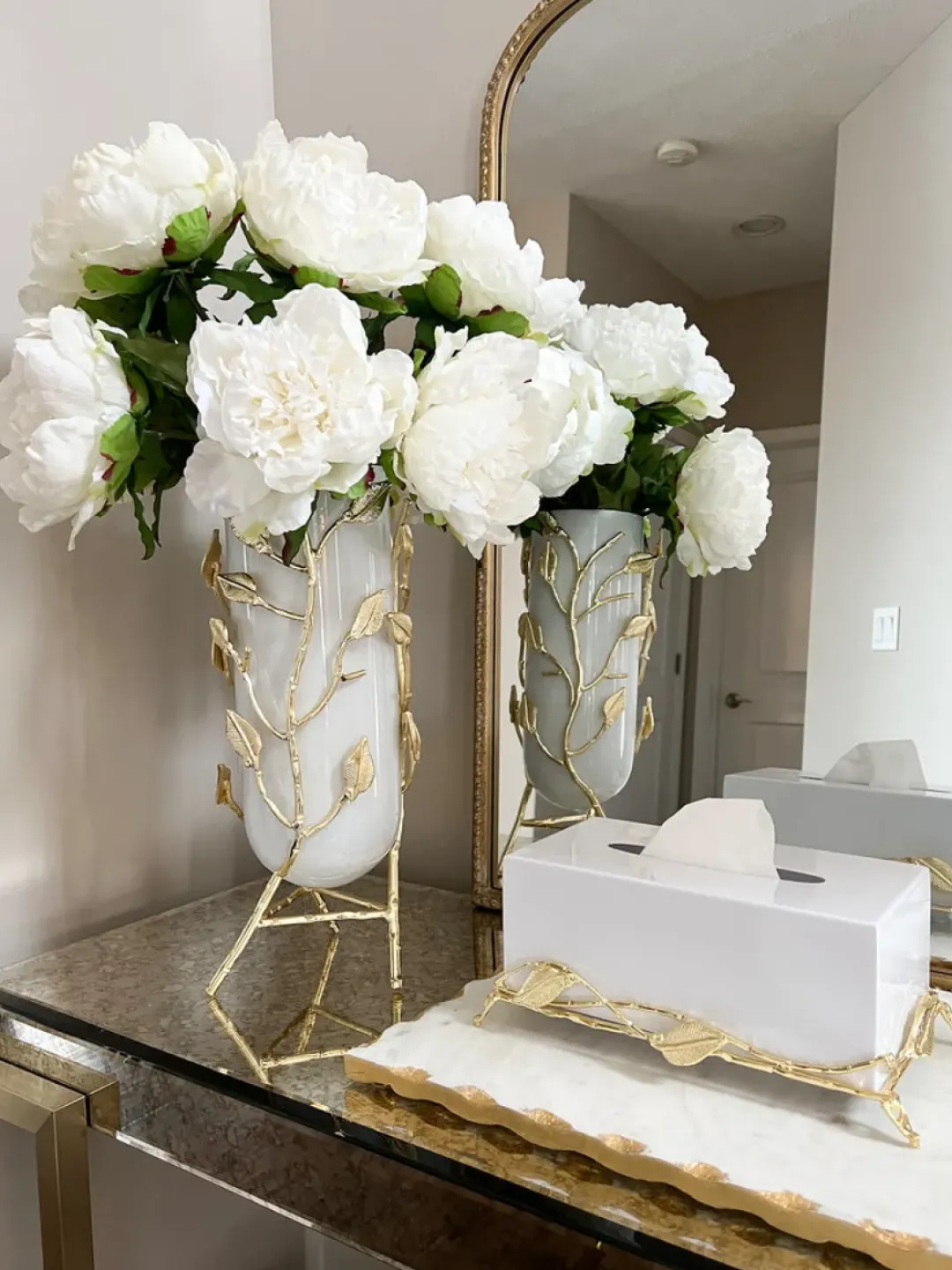 Inspire Me! Home Decor Gold And White Twisted Vase (2 Sizes) Hot