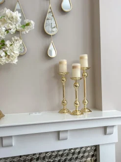Inspire Me! Home Decor Gold Bead Design Candle Stick (3 Sizes) Fashion