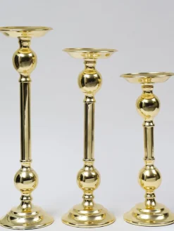 Inspire Me! Home Decor Gold Bead Design Candle Stick (3 Sizes) Fashion