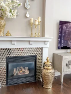 Inspire Me! Home Decor Gold Bead Design Candle Stick (3 Sizes) Fashion