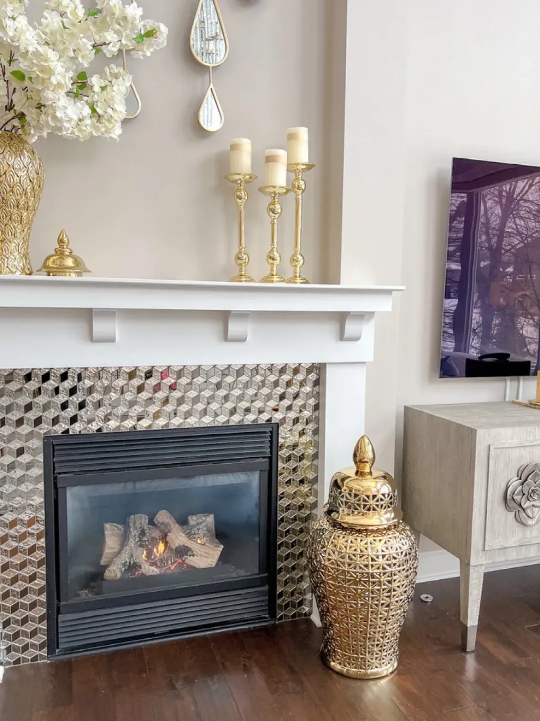 Inspire Me! Home Decor Gold Bead Design Candle Stick (3 Sizes) Fashion