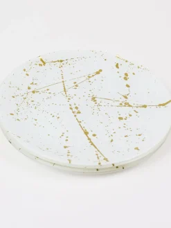 Inspire Me! Home Decor Gold Bordered Glass Cake Stand New