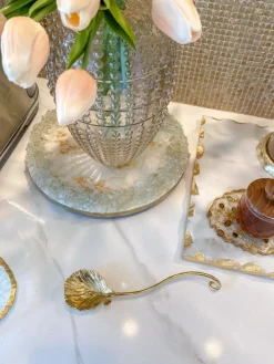 Inspire Me! Home Decor Gold Bowl On Leaf Base New