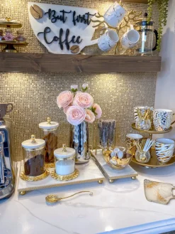 Inspire Me! Home Decor Gold Bowl On Leaf Base New