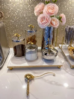 Inspire Me! Home Decor Gold Bowl On Leaf Base New