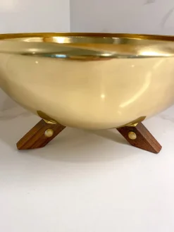 Inspire Me! Home Decor Gold Bowl With Wooden Legs Sale