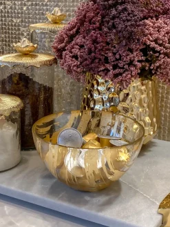 Inspire Me! Home Decor Gold Branch Centerpiece With 2 Glass Crackled Bowls Online