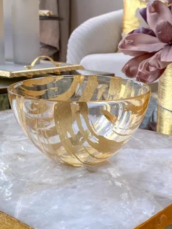 Inspire Me! Home Decor Gold Branch Centerpiece With 2 Glass Crackled Bowls Online