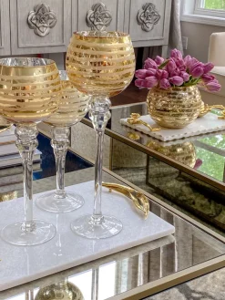 Inspire Me! Home Decor Gold Branch Triple Candle Holder New