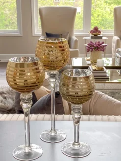 Inspire Me! Home Decor Gold Branch Triple Candle Holder New