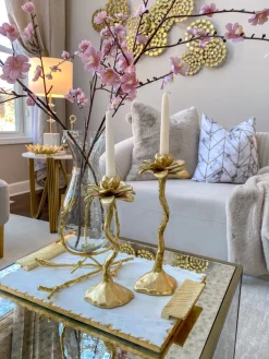 Inspire Me! Home Decor Gold Budding Tulip With Glass Vase Discount