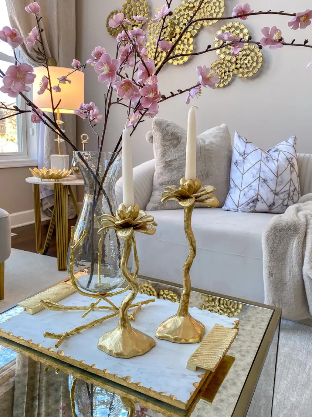 Inspire Me! Home Decor Gold Budding Tulip With Glass Vase Discount