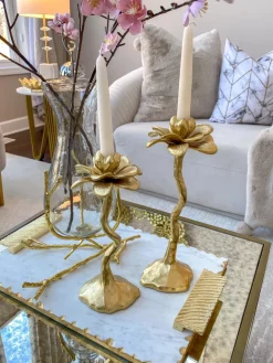 Inspire Me! Home Decor Gold Budding Tulip With Glass Vase Discount