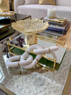 Inspire Me! Home Decor Gold Circle Mirror Tray W/ Circle Feet Clearance