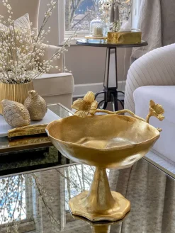 Inspire Me! Home Decor Gold Coral Pedestal Bowl Sale