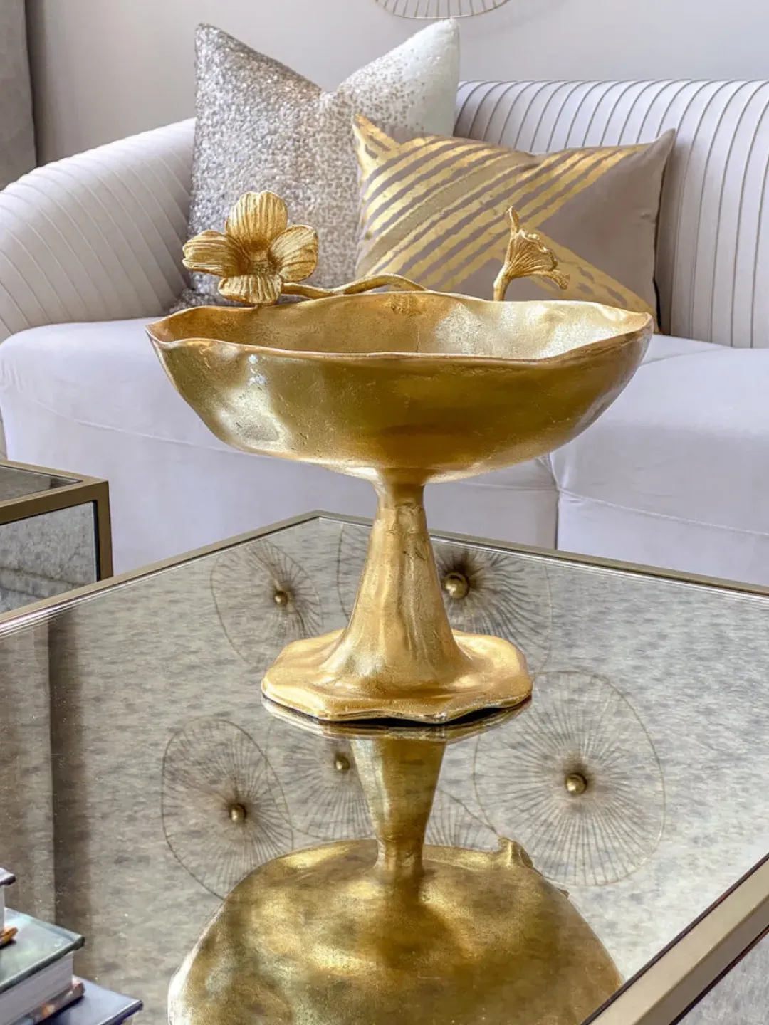 Inspire Me! Home Decor Gold Coral Pedestal Bowl Sale