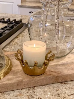 Inspire Me! Home Decor Gold Crown Candle Holder Sale