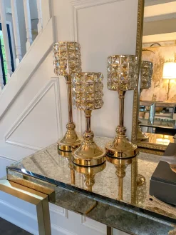 Inspire Me! Home Decor Gold Crystal Candleholders (Set Of 3) Best