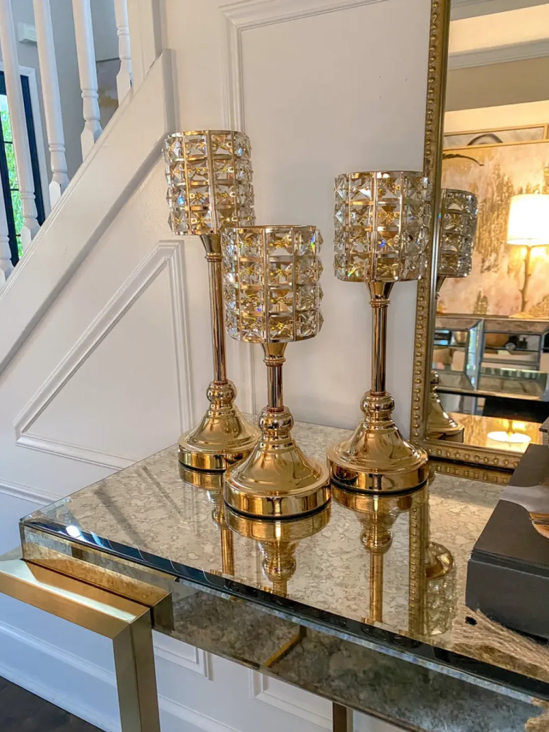 Inspire Me! Home Decor Gold Crystal Candleholders (Set Of 3) Best