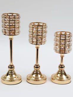 Inspire Me! Home Decor Gold Crystal Candleholders (Set Of 3) Best